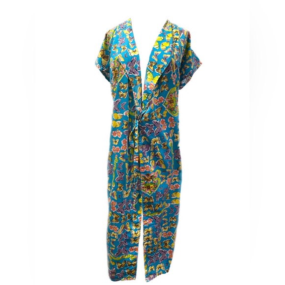 Vintage Dresses & Skirts - Vintage Teal Butterfly Tie Front Dress